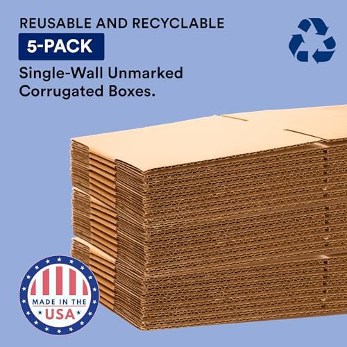 Box USA Moving Boxes, 36"L x 5"W x 48"H 5-Pack Large Side Load...