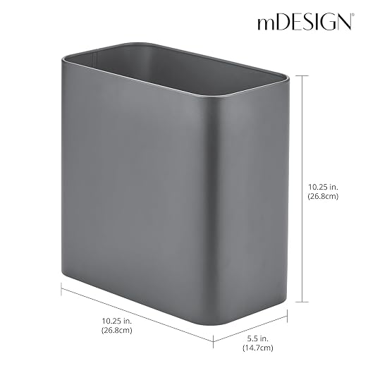 mDesign Small Metal 2.4 Gallon/9 Liter Trash Can Wastebasket Garbage Bin - Image 3