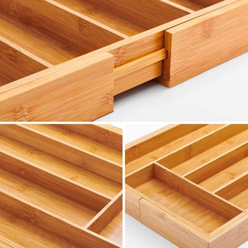 Utoplike Bamboo Cutlery Tray Silverware, Drawer Dividers - Image 8