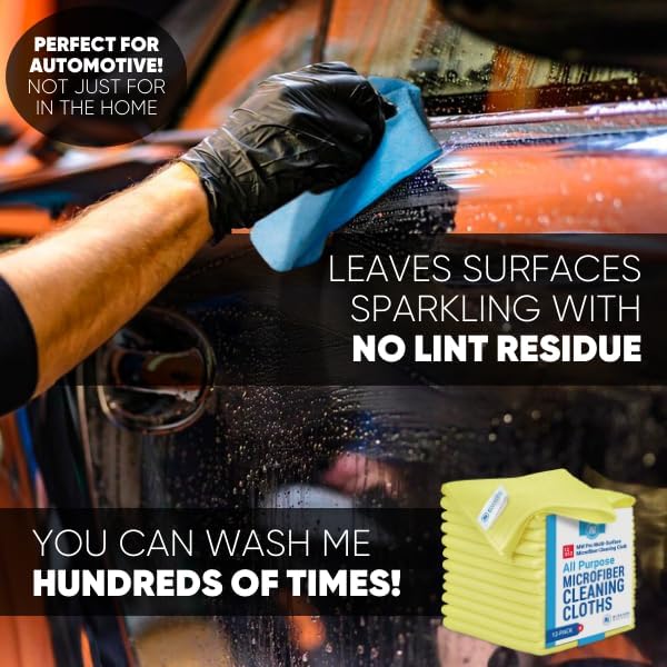 12" x 12" MW Pro Multi-Surface Microfiber Cleaning Cloths | Yellow - Image 5