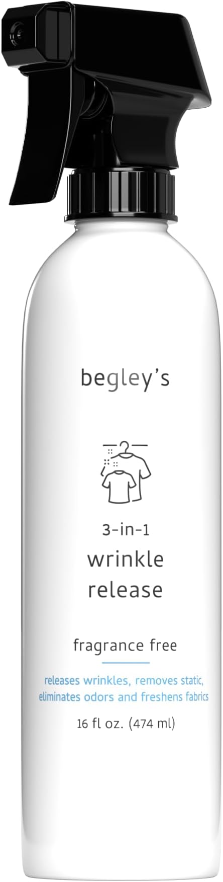 Begley's 3-in-1 Wrinkle Remover, Quick Fix Wrinkle Release, Static Cling Remover by Begleys