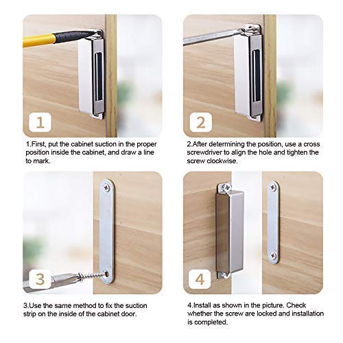 Mousike Cabinet Magnets Magnetic Door Catch Stainless Steel Door Magnet - Image 6