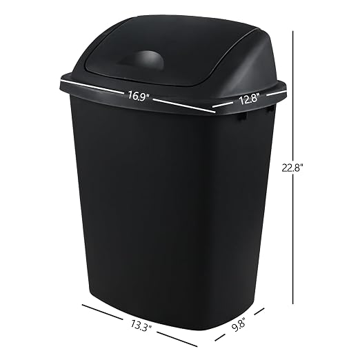 4 Pack 40 Liter Swing Lid Kitchen Garbage Can, Plastic Trash Can - Image 4