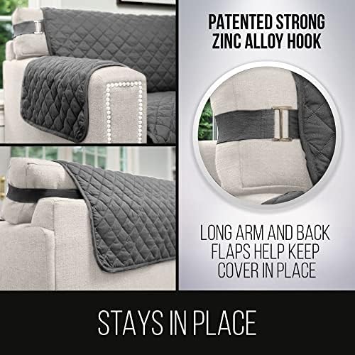 Sofa Shield® Couch Slip Covers for Dogs, Reversible Furniture Protector with Strap, Stain and Tear Resistant Cushion Cover, 70 inch Seat, Machine Washable Slipcover Dog Pets Cats, Charcoal