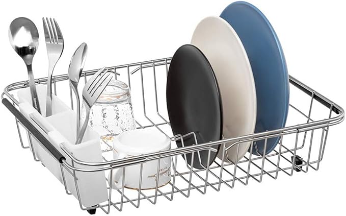 SANNO Dish Drying Rack, Expandable Dish Drainer Over Sink in Sink On Counter - Image 4