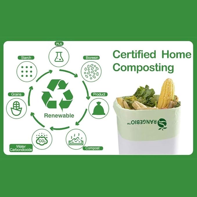 OrangeBio 6~8 Gallon Compostable Trash Bags, Plant-Based Garbage Bags - Image 3
