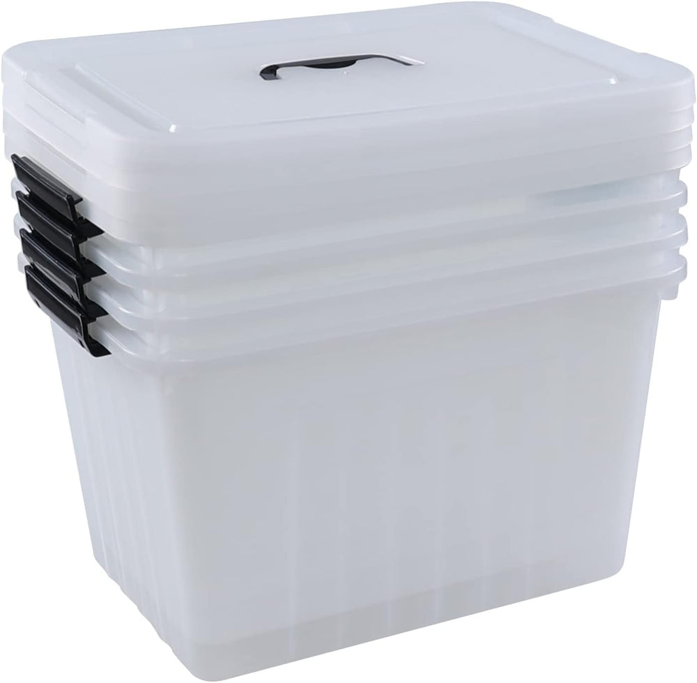 Farmoon 20 Quart Clear Latching Storage Bin, 4 Packs Lidded Storage Boxes