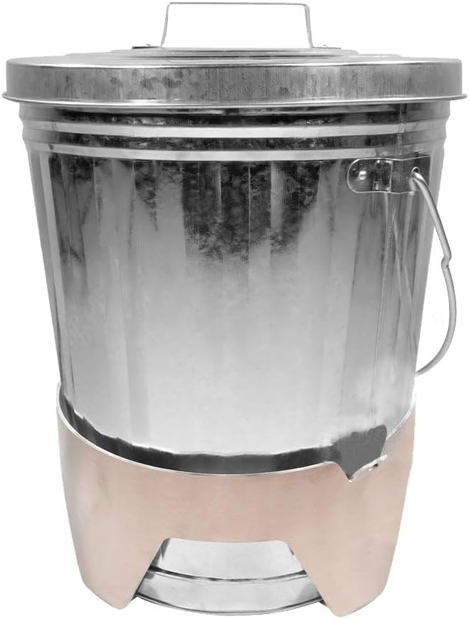 Mytee Products 4 Gallon Galvanized Trash Can with Horizontal Aluminum Mounting Bracket Kit for Trucks & Trailers, Steel Outdoor Garbage Can Holder, Fire & Heat Resistant