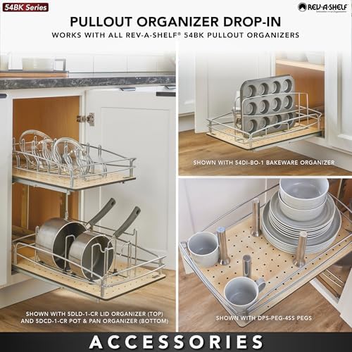 Rev-A-Shelf 2 Tier Pull Out Kitchen Cabinet Storage Organizer with Solid Bott...