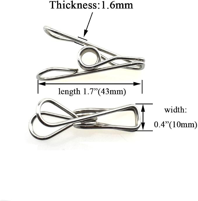 HAHIYO Clothespins Chip Clips All Metal Stainless Steel No Rust Stains Strong - Image 2