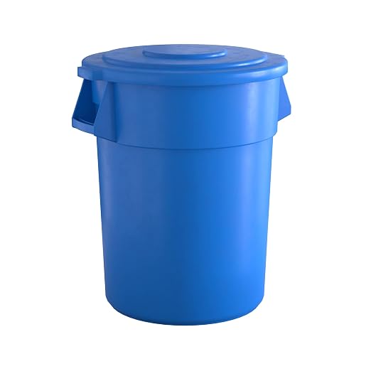 55 Gallon Blue Round Commercial Trash Can by Krollen+Industrial
