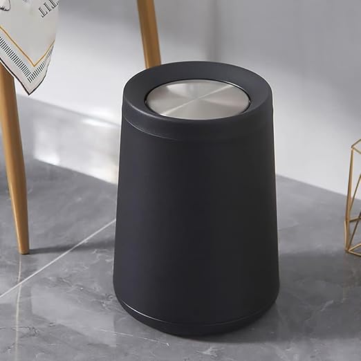 10 L/2.6 Gallon, Matte Black Bathroom Trash Can, Metal Garbage Can - Image 2