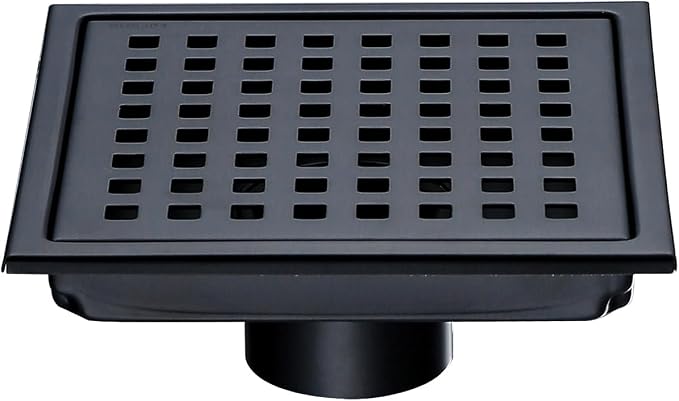 RANDOM Matte Black Square Shower Drain 6 Inch Drain Cover 304 Stainless Steel by RANDOM