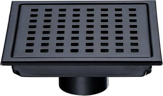 RANDOM Matte Black Square Shower Drain 6 Inch Drain Cover 304 Stainless Steel by RANDOM