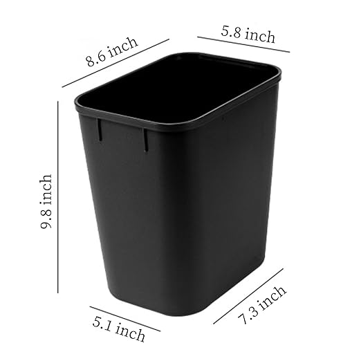 Black Small Trash Can 4Pack, 2Gallon/8 L Plastic Office Trash Can Garbage Can - Image 2