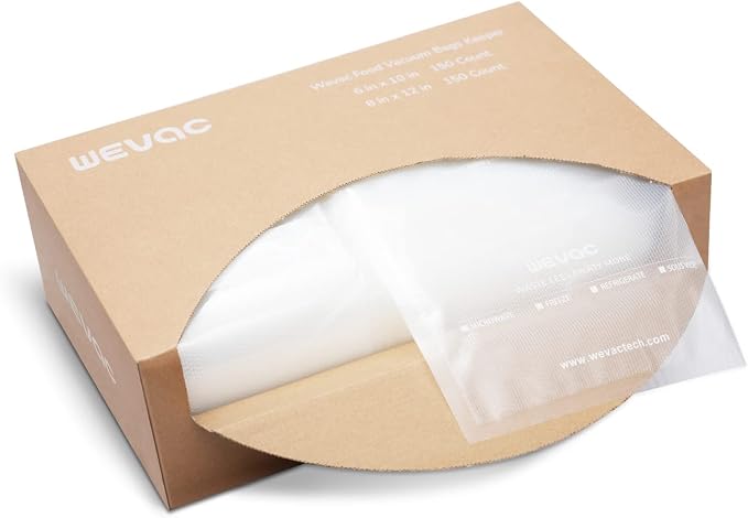 Wevac 6''x10'' & 8''x12'' 300 Count Food Vacuum Sealer Bags Keeper, PreCut Quart by Wevac