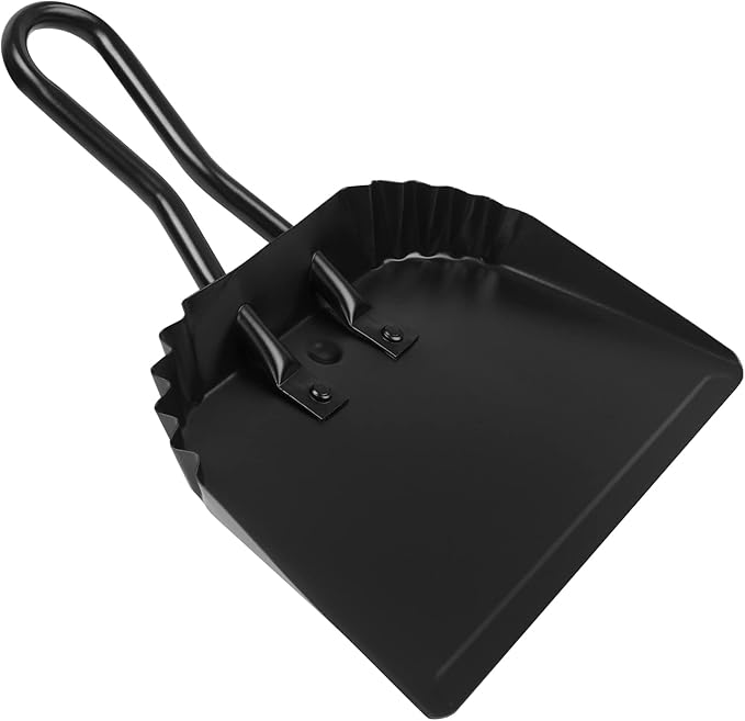 Heavy Duty Black Metal Dust Pan -Handheld Dustpan by Hanber