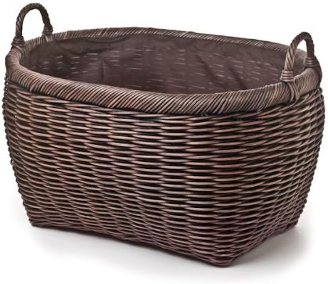 The Basket Lady Oval Wicker Laundry Basket, Walnut Brown
