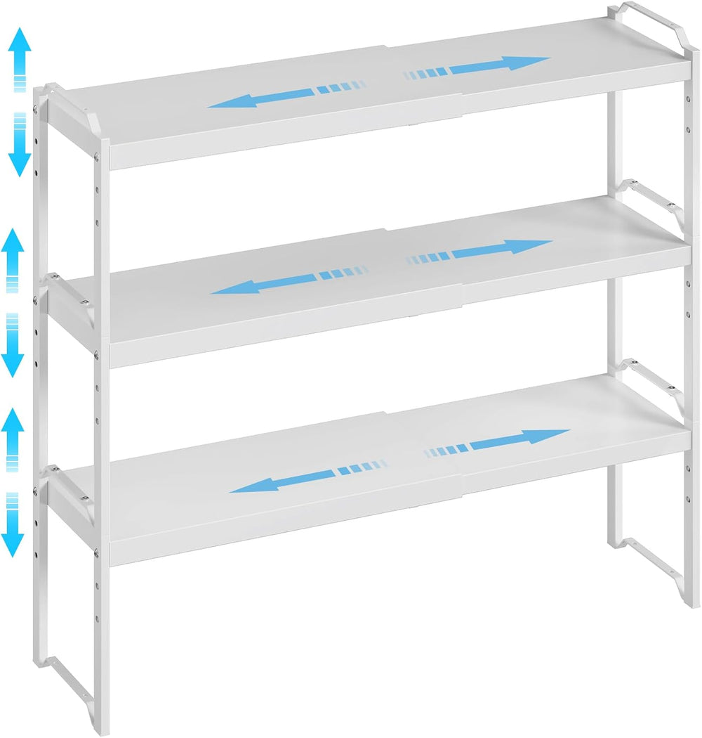 3 Pack Kitchen Cabinet Organizer Shelf, Stackable Expandable Shelves Organize...