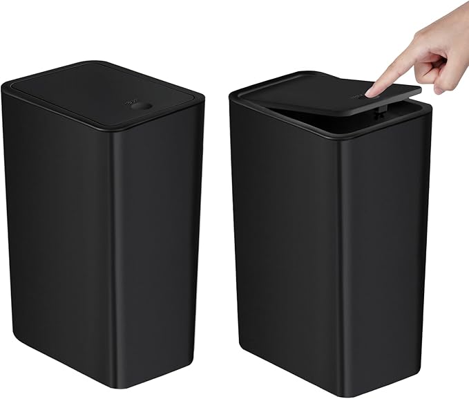 TIPGO Bathroom Trash Can with Lid, 10 Liter/ 2.6 Gallon Slim Garbage Can by TIPGO