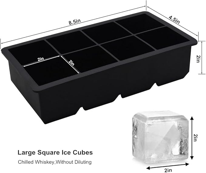 Bangp Large Ice Cube Tray for Whiskey, 2 Pack Stackable Big Ice Cube Molds Make - Image 6