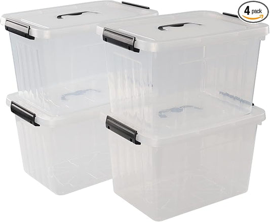 10 L Clear Plastic Latching Box, Plastic Storage Bin by Zerdyne