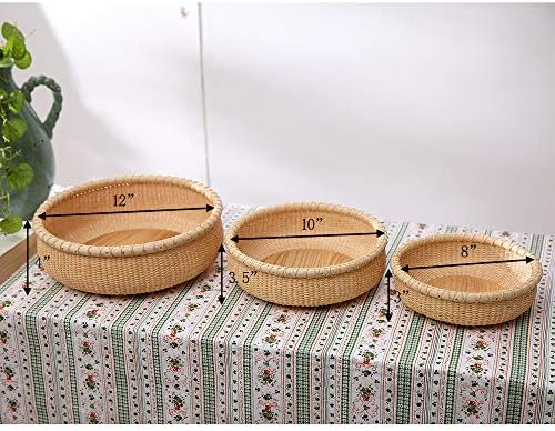 Open Round Nantucket Basket Fruit Basket Desktop Organizer Bread Basket stave...