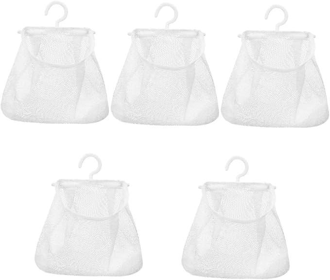 Cabilock 5pcs Mesh Hanging Bag Hanging Clothes Travel White Polyester Fruit by cabilock