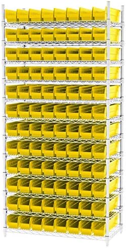 Akro-Mils 30128 Heavy Duty Plastic Shelf Bins, 18"x 4"x 4", Ye...
