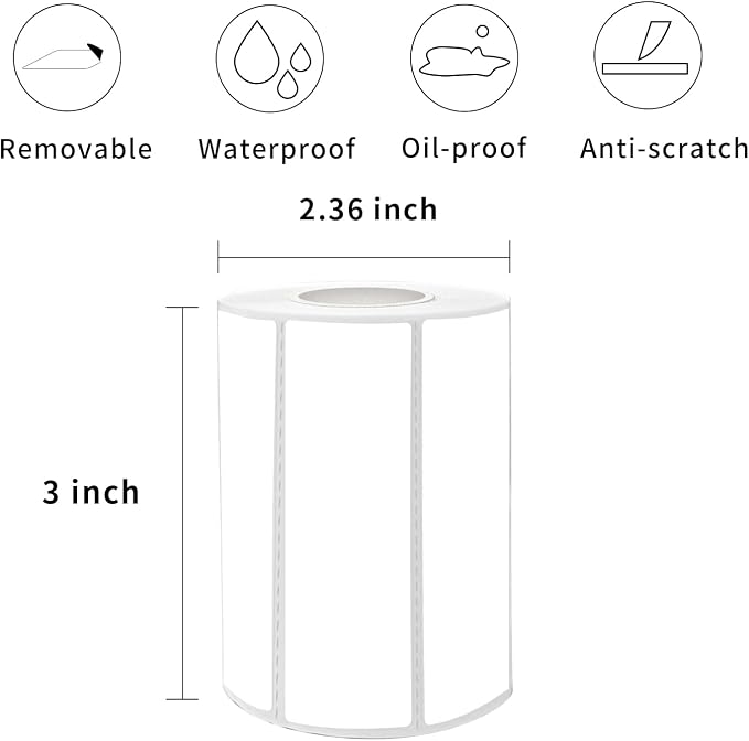 1×3 Inch White Removable Thermal Labels, Waterproof Thermal Label Stickers - Image 2