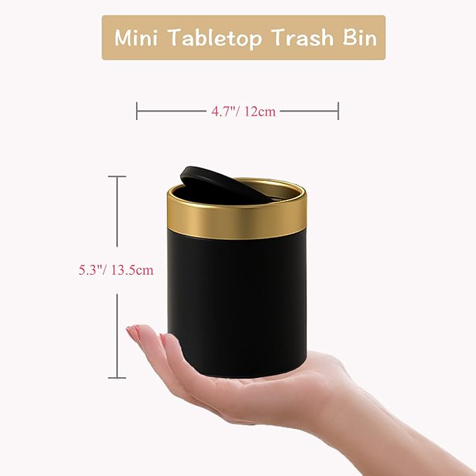 Mini Trash Can with Lid, Metal Small Tiny Mini Trash Bin Can, Mini Countertop - Image 6
