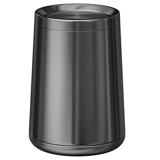 10 L/2.6Gallen, Swing Lid Trash Can, Brushed Stainless Steel Garbage Can by LEASYLIFE