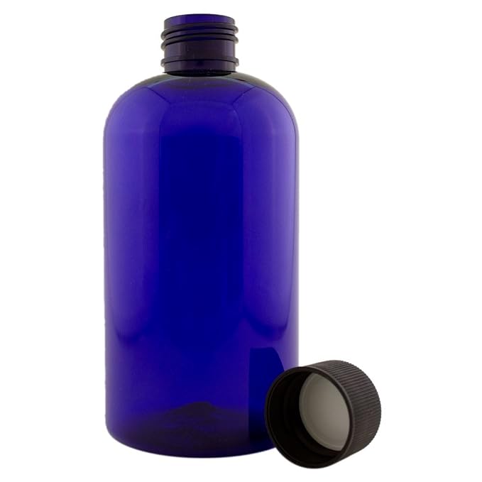 8 fl oz Cobalt Blue Plastic Bottle - Image 2