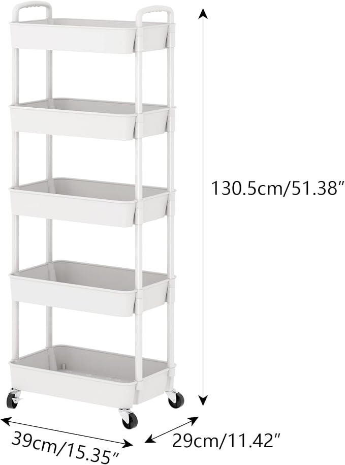 Sywhitta 5-Tier Plastic Rolling Utility Cart - Image 8