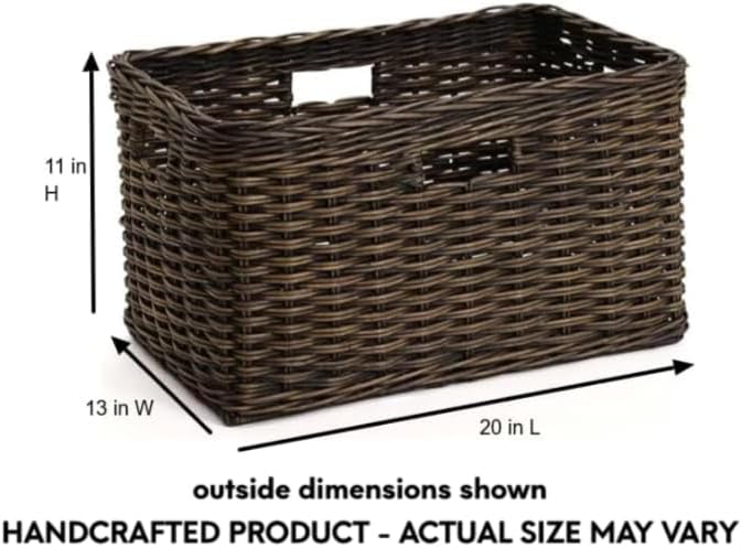 The Basket Lady Tall Rectangular Wicker Storage Basket, 20 in L x 13 in W x 11 - Image 7