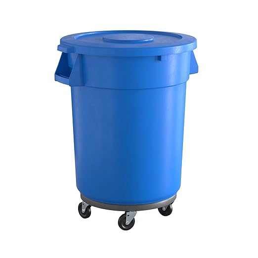 32 Gallon Blue Round Commercial Trash Can by Krollen+Industrial