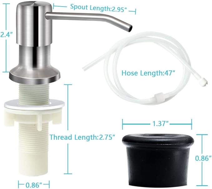 Soap Dispenser for Kitchen Sink, Brushed Nickel Countertop Soap Dispenser Pump - Image 5