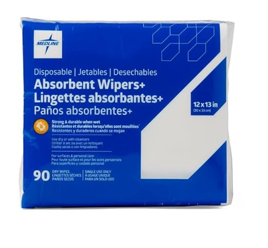 Medline Absorbent Wipers+ Disposable Heavy Duty Dry Wipes, Use Wet or Dry - Image 3