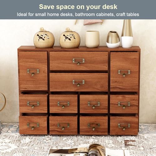 12 Drawers Apothecary Cabinet with Label Slot & Metal Handle, Tabletop St...