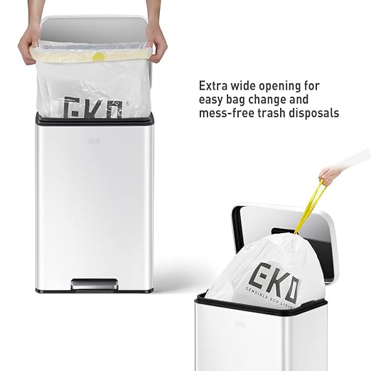 EKO Madison Matte White 50 Liter/13.2 Gallon Step Trash Can - Image 4