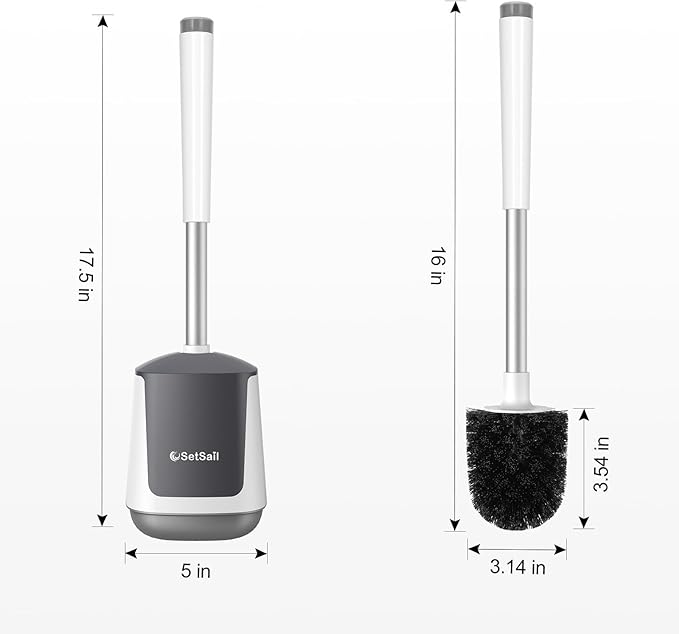 SetSail Toilet Brush and Holder, Self Closing Lid Toilet Bowl Brushes Holder - Image 2