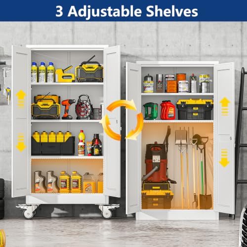 Ckzbx Metal Garage Storage Cabinet with Locking Doors and Adjustable Shelves,...