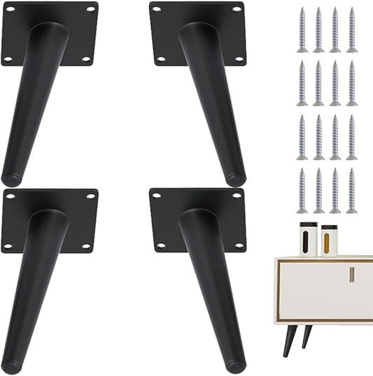 4PCS 6 Inch Matte Black Tapered Angled Legs by IURRDOP
