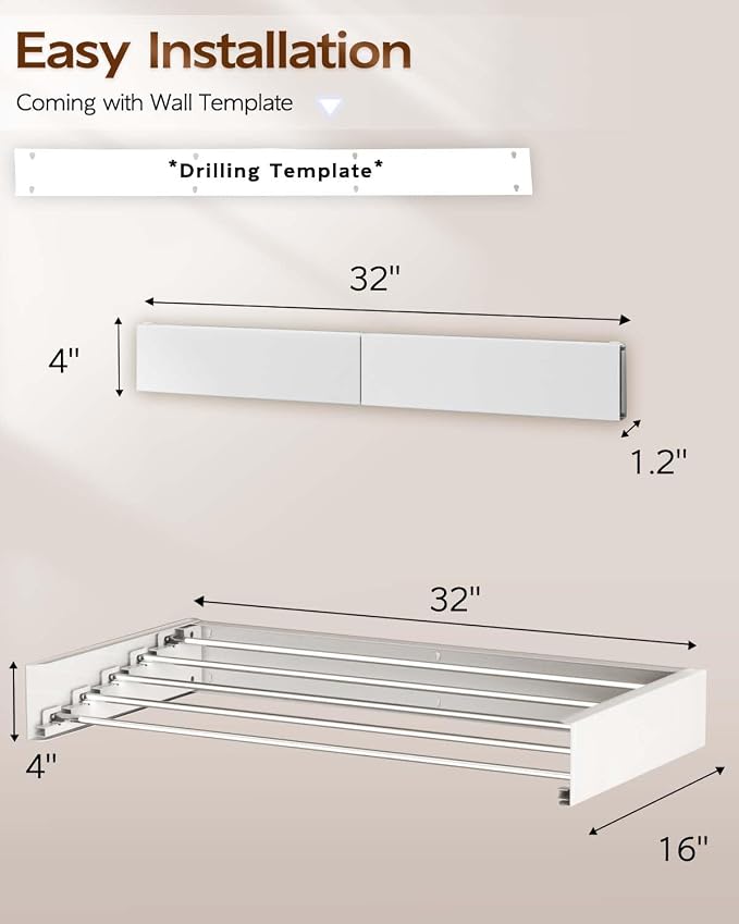 Foldable Wall Mounted Clothes Drying Rack - Image 6
