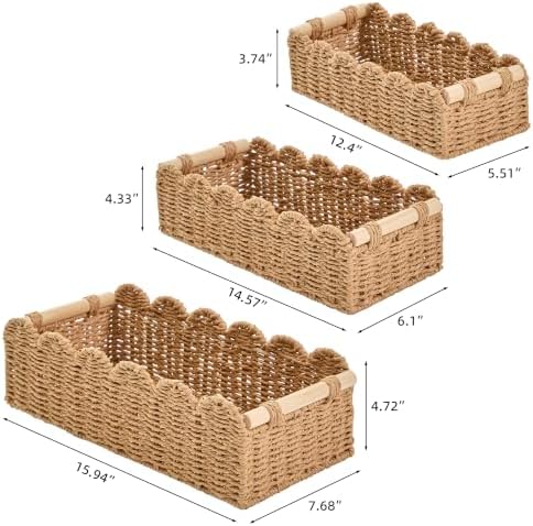 Decorative Basket Set of 3 (Large, Medium, Small), Toilet Paper Storage Baske...