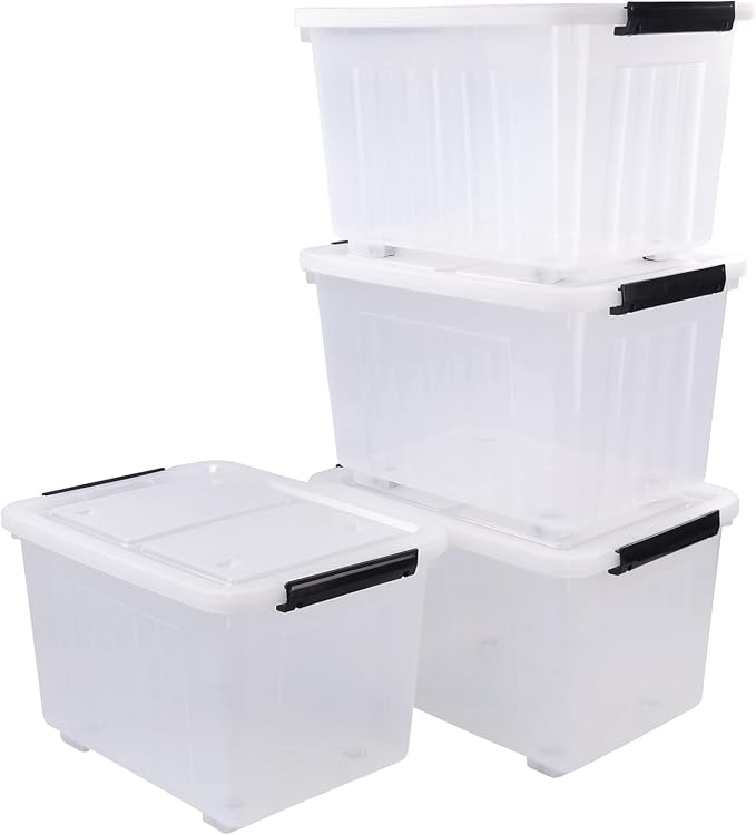 4 Packs 30 L Stackable Plastic Storage Bins - Image 7