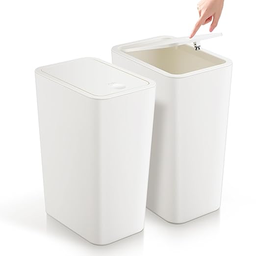 TIPGO Bathroom Trash Can with Lid, 4 Gallon / 15 Liter Small Garbage Can by TIPGO