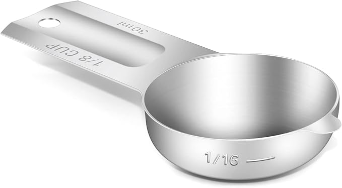 1PCS 1/8Cup Single Measuring Cup, Stainless Steel Measure Scoop, Metric and US by BERYLER