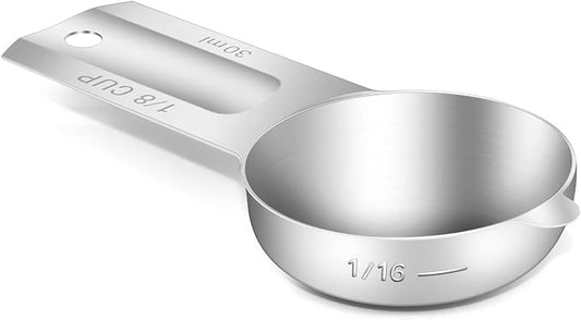1PCS 1/8Cup Single Measuring Cup, Stainless Steel Measure Scoop, Metric and US by BERYLER