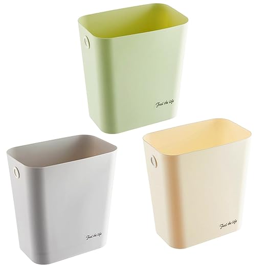 Rectanglar Small Trash Can 3 Pack, 3 Gallon/12 L Office Garbage Can Wastebasket by Halyuhn